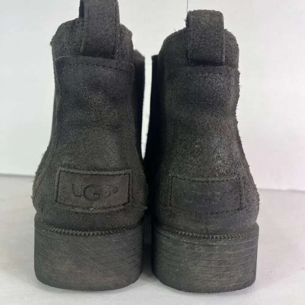 UGG Chelsea Boot Womens 8 Brown Bonham II Burnished Suede with Shearling Footbed